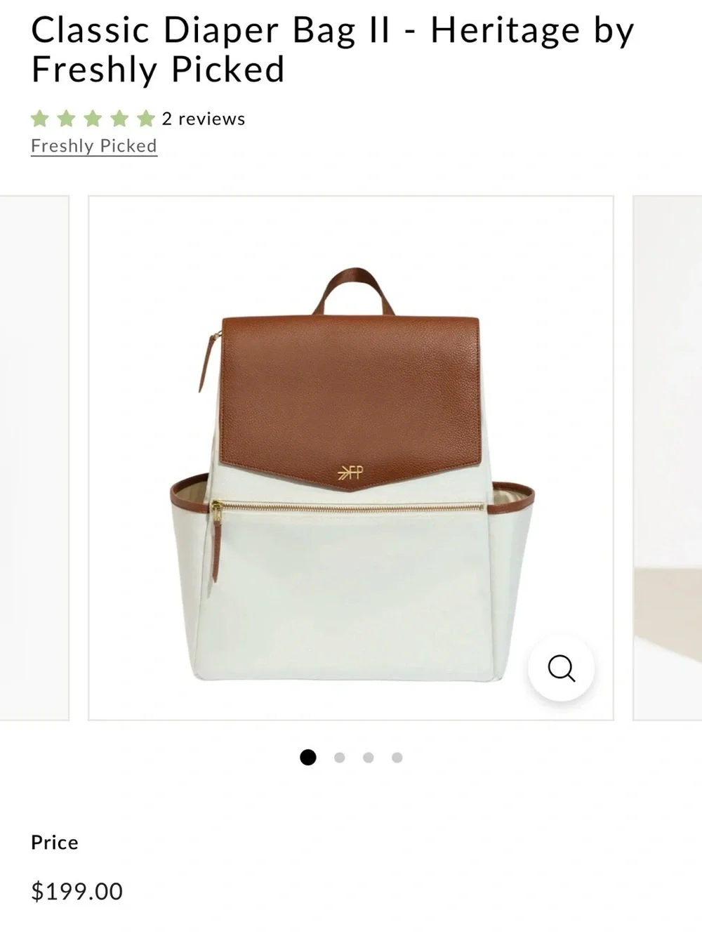 Classic Diaper Bag II - Heritage by Freshly Picked white
